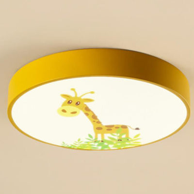 Cartoon Creative Colorful Round Children LED Flush Mount Ceiling Light