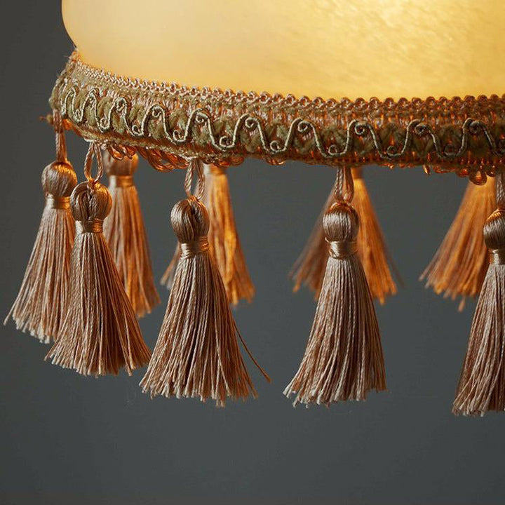 Lámpara colgante de 1 luz de cobre completo con borla vintage francesa 
