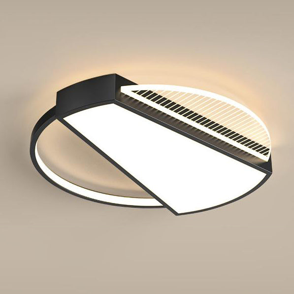 Light Luxury Combination Acrylic Round Gold Black LED Flush Mount Light