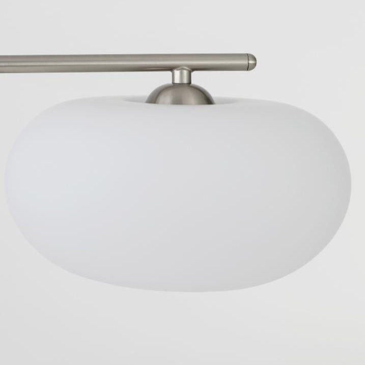 French Minimalist White Dome Glass Shade  5-Light Chandelier