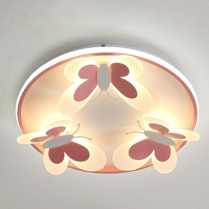 Cartoon Creative Pink Butterfly Circle LED Deckenleuchte für bündige Montage 