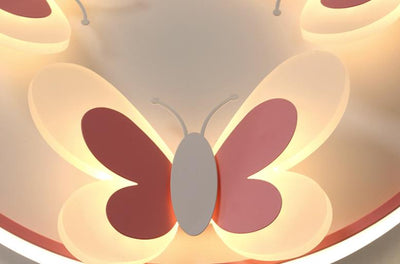 Cartoon Creative Pink Butterfly Circle LED Deckenleuchte für bündige Montage 