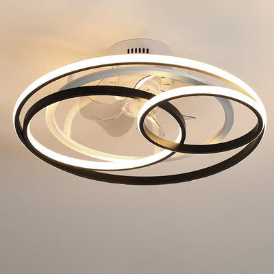 Simple Creative Double Ring Overlap Design LED Flush Mount Ceiling Fan Light