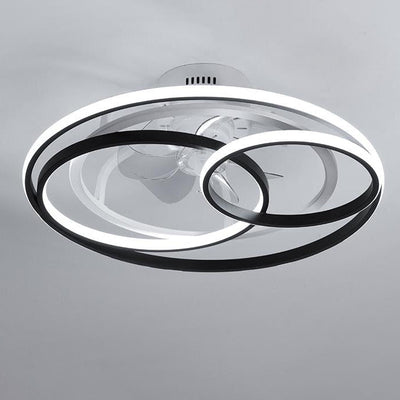 Simple Creative Double Ring Overlap Design LED Flush Mount Ceiling Fan Light