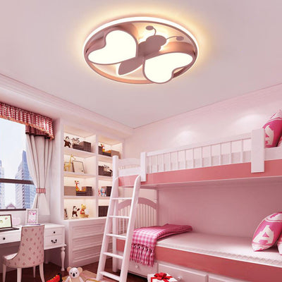 Creative Cartoon Butterfly Round LED  Flush Mount Ceiling Light