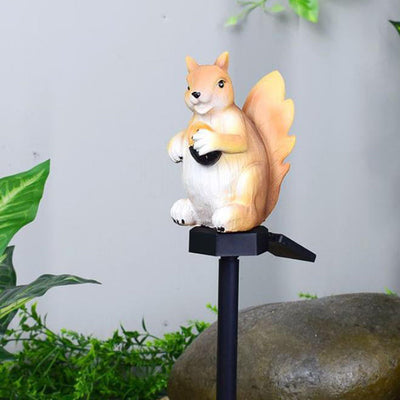 Solar Cute Squirrel Resin Outdoor Patio LED Ground Insert Path Light