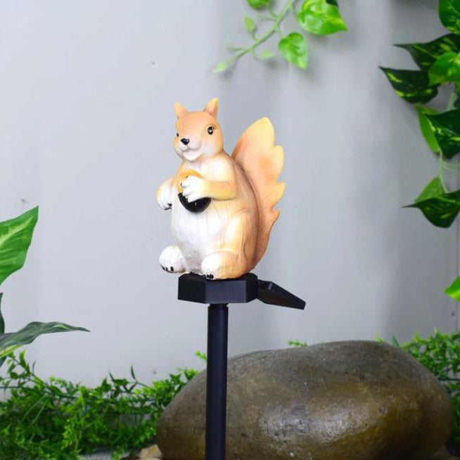 Solar Cute Squirrel Resin Outdoor Patio LED Ground Insert Path Light