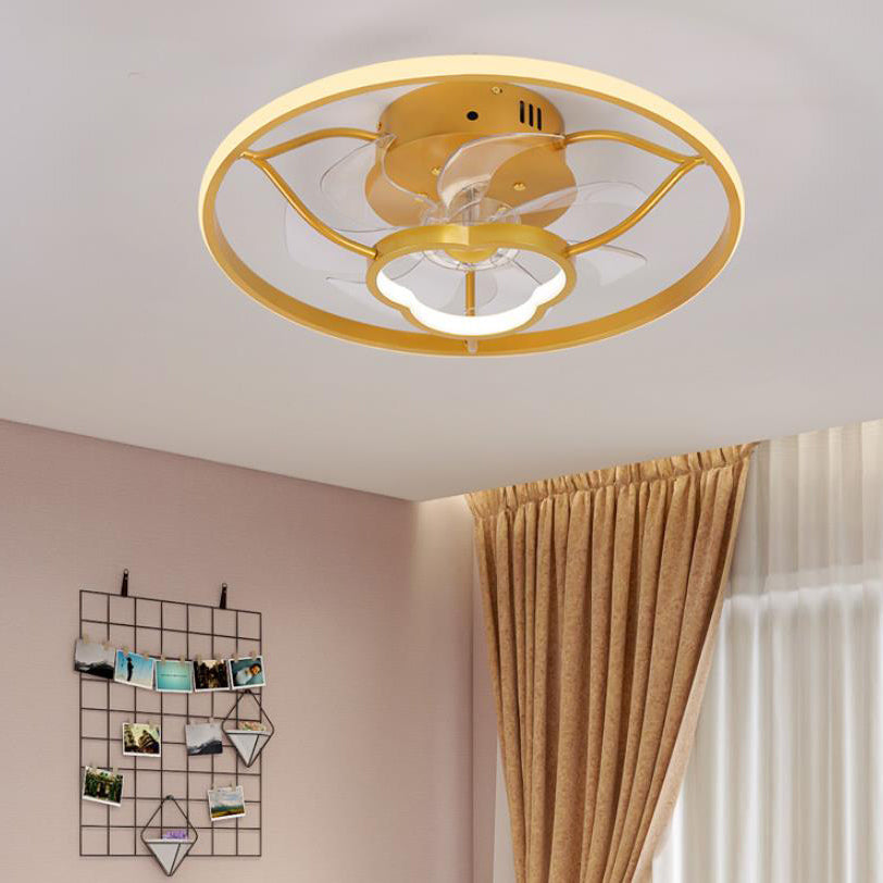 Gold Light Luxury Line Pattern Acrylic LED Flush Mount Ceiling Fan Light