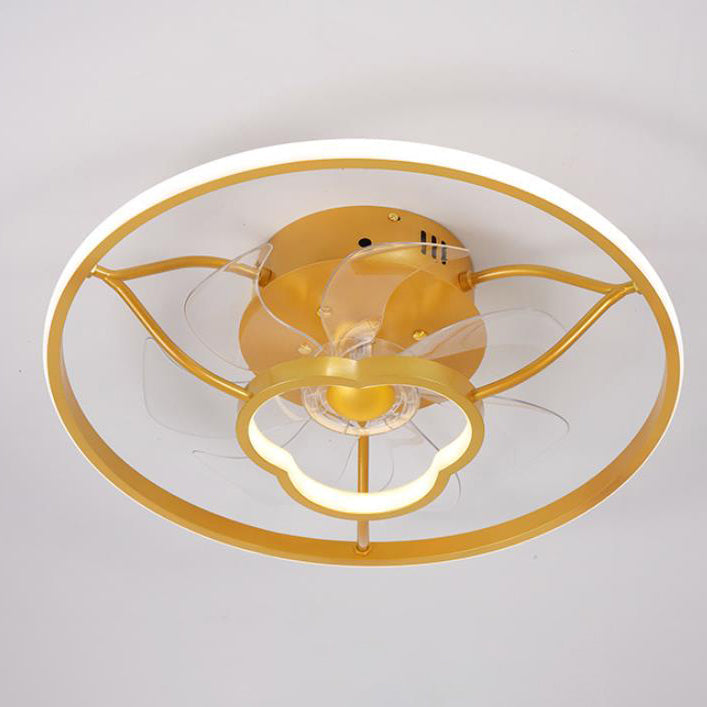 Gold Light Luxury Line Pattern Acrylic LED Flush Mount Ceiling Fan Light