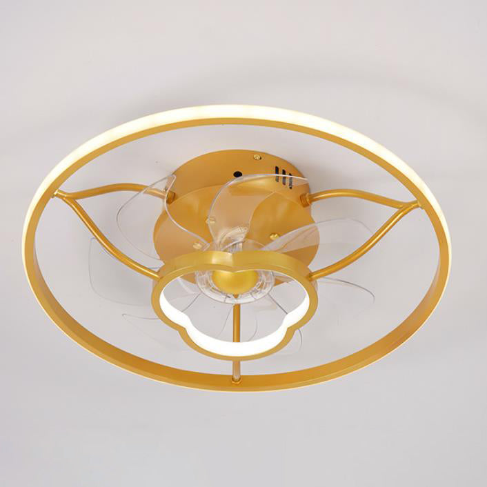 Gold Light Luxury Line Pattern Acrylic LED Flush Mount Ceiling Fan Light