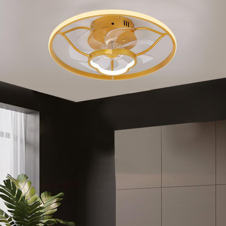 Gold Light Luxury Line Pattern Acrylic LED Flush Mount Ceiling Fan Light