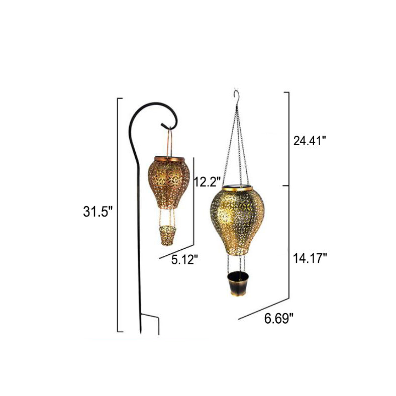 Ballon solaire en fer creux, lumière LED extérieure étanche, lumière décorative 