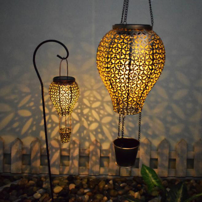 Ballon solaire en fer creux, lumière LED extérieure étanche, lumière décorative 