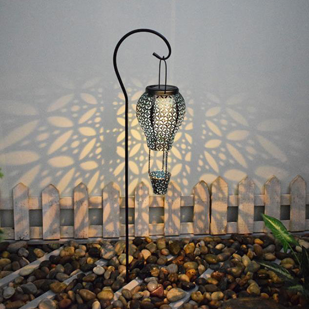 Ballon solaire en fer creux, lumière LED extérieure étanche, lumière décorative 
