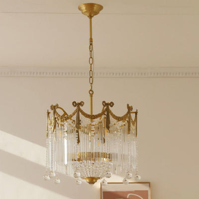 French Luxury Crystal Tassel Bead Design  6/7/9 Light Chandelier