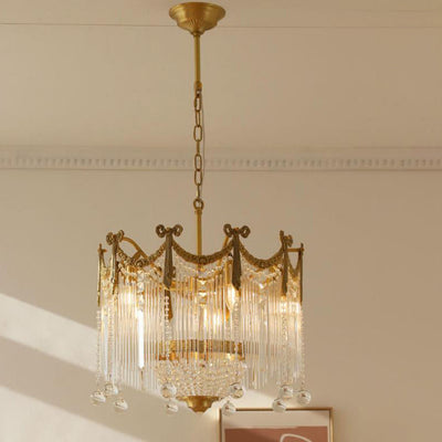 French Luxury Crystal Tassel Bead Design  6/7/9 Light Chandelier