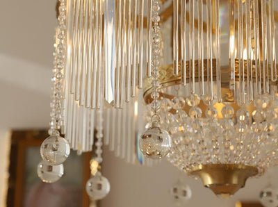 French Luxury Crystal Tassel Bead Design  6/7/9 Light Chandelier