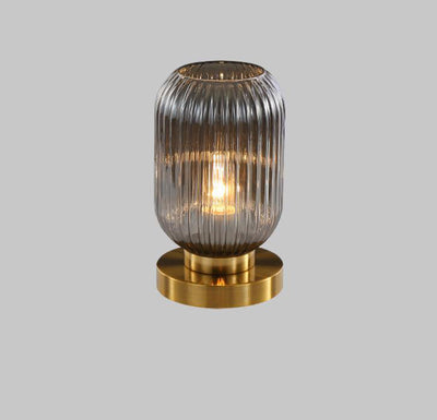 Nordic Striped Glass Oval Design 1-Light Table Lamp