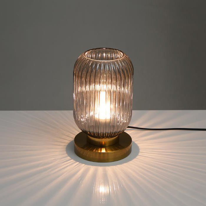 Nordic Striped Glass Oval Design 1-Light Table Lamp