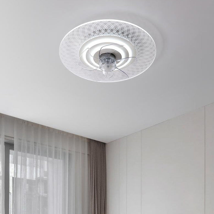 Modern Light Luxury Geometric Line Design LED Flush Mount Ceiling Fan Light
