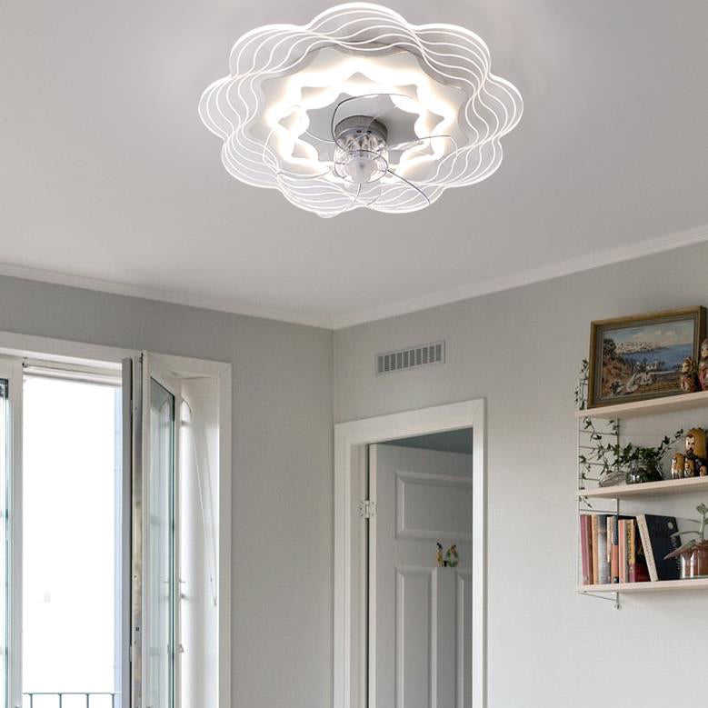 Modern Light Luxury Geometric Line Design LED Flush Mount Ceiling Fan Light