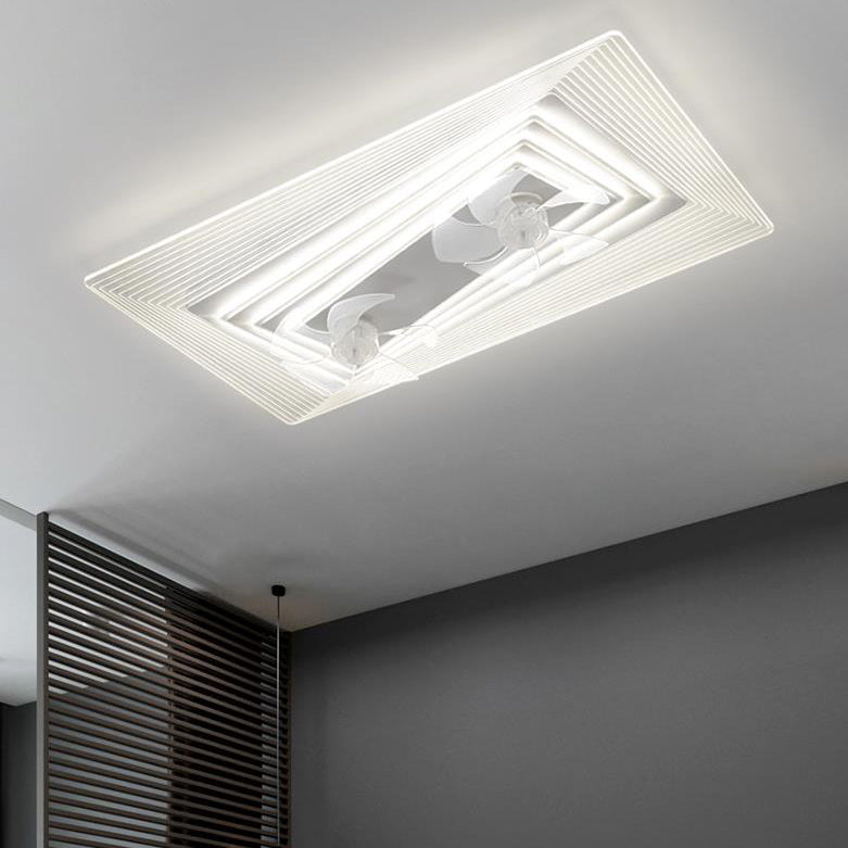Modern Light Luxury Geometric Line Design LED Flush Mount Ceiling Fan Light
