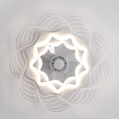 Modern Light Luxury Geometric Line Design LED Flush Mount Ceiling Fan Light