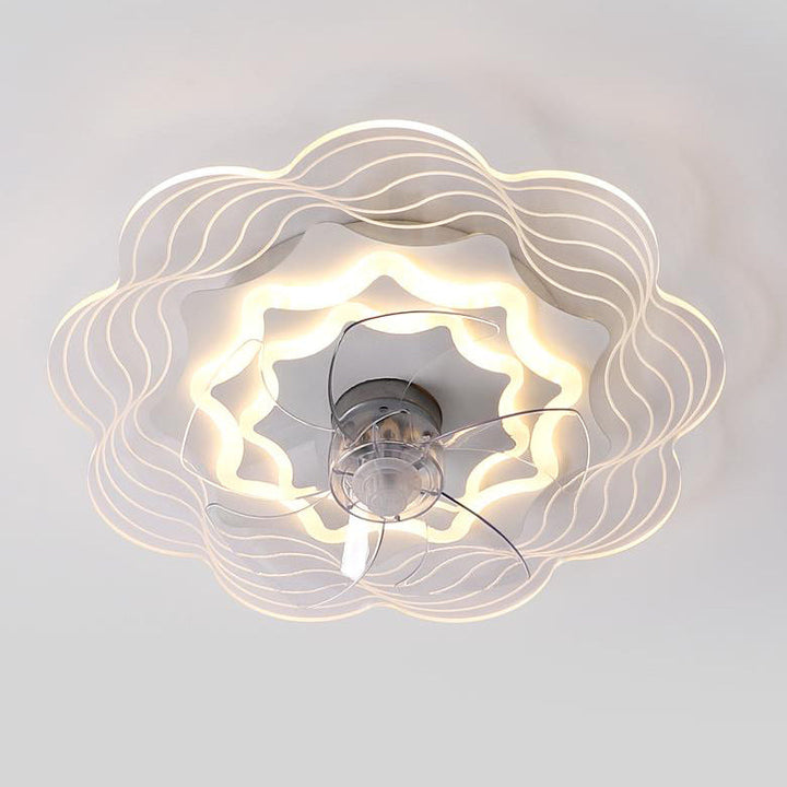 Modern Light Luxury Geometric Line Design LED Flush Mount Ceiling Fan Light