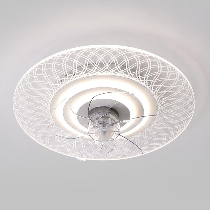 Modern Light Luxury Geometric Line Design LED Flush Mount Ceiling Fan Light