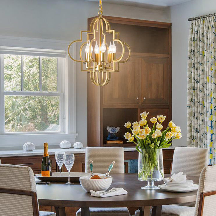 Moderne Luxus Gold Hohl Eisen Laterne 6-Licht Kronleuchter 