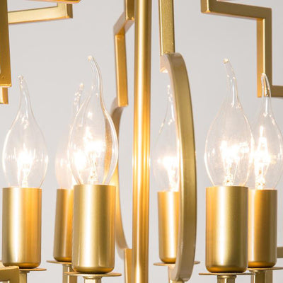 Modern Luxury Gold Hollow Iron Lantern 6-Light Chandelier