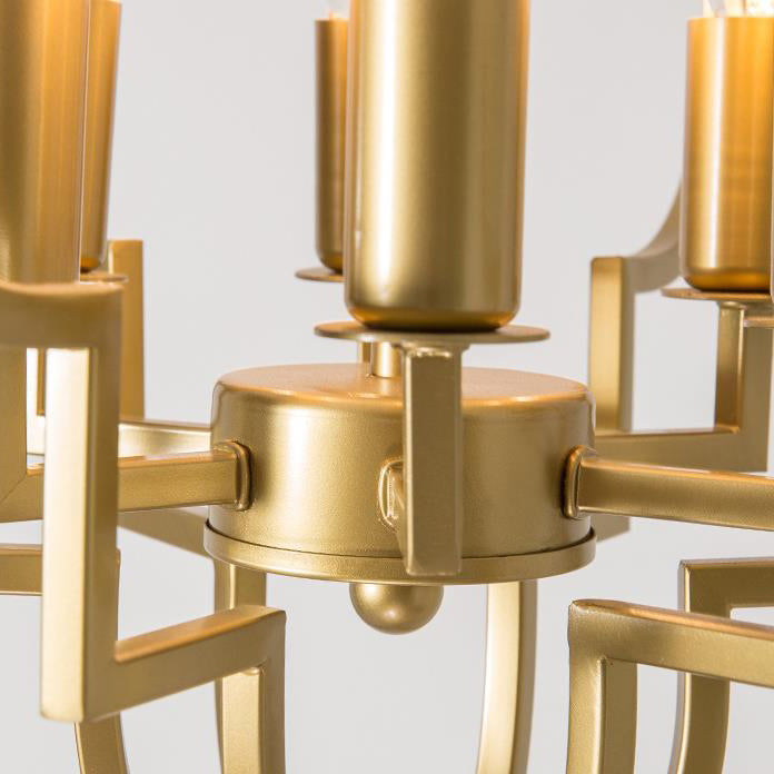 Moderner Luxus-Goldhohleisen-Laternen-Kronleuchter mit 6 Lichtern