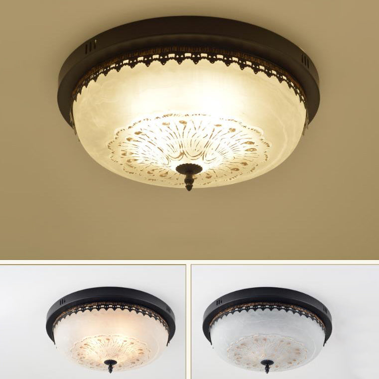 European Vintage Round Bowl 3/4 Light Flush Mount Ceiling Light