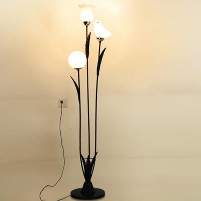 Modern Creative Twig Bird Iron 3-Light Standing Floor Lamp