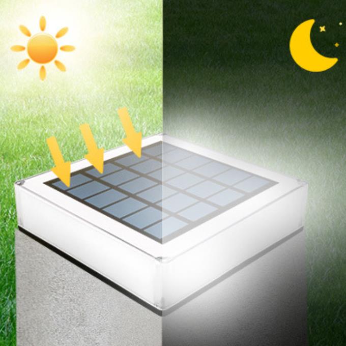Moderne Solar Flache Quadratische Zaunpfosten Wasserdichte Landschaftsleuchte 