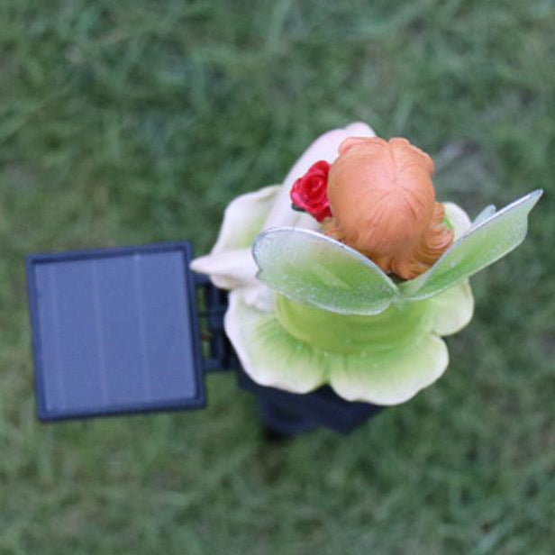 Solar Flower Fairy Resin Outdoor Lawn LED Garden Ground Insert Landscape Light