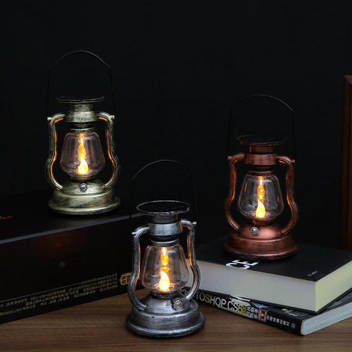 Lampe à pétrole rétro solaire Lampe cheval LED Décoration de jardin extérieure Patio Lampe à flamme portable 
