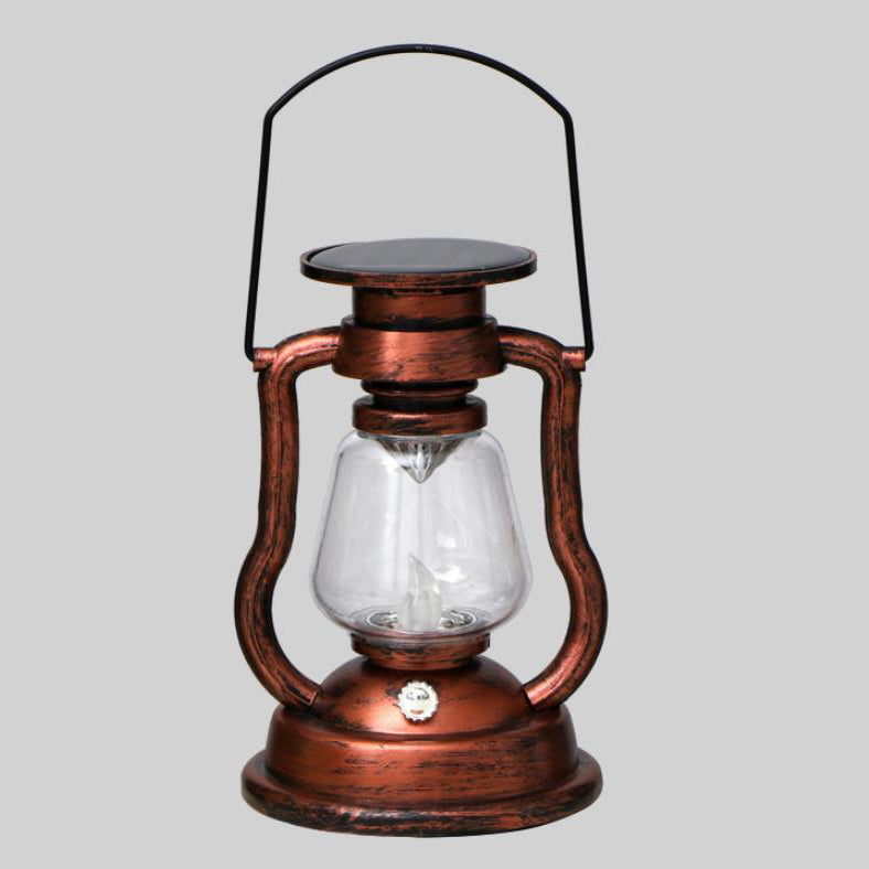 Lampe à pétrole rétro solaire Lampe cheval LED Décoration de jardin extérieure Patio Lampe à flamme portable 