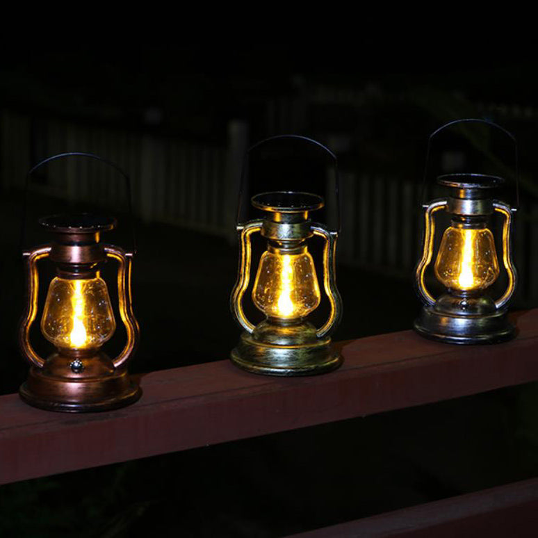 Lampe à pétrole rétro solaire Lampe cheval LED Décoration de jardin extérieure Patio Lampe à flamme portable 