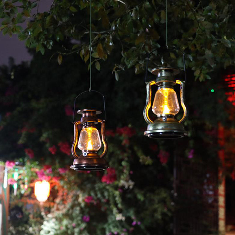 Lampe à pétrole rétro solaire Lampe cheval LED Décoration de jardin extérieure Patio Lampe à flamme portable 