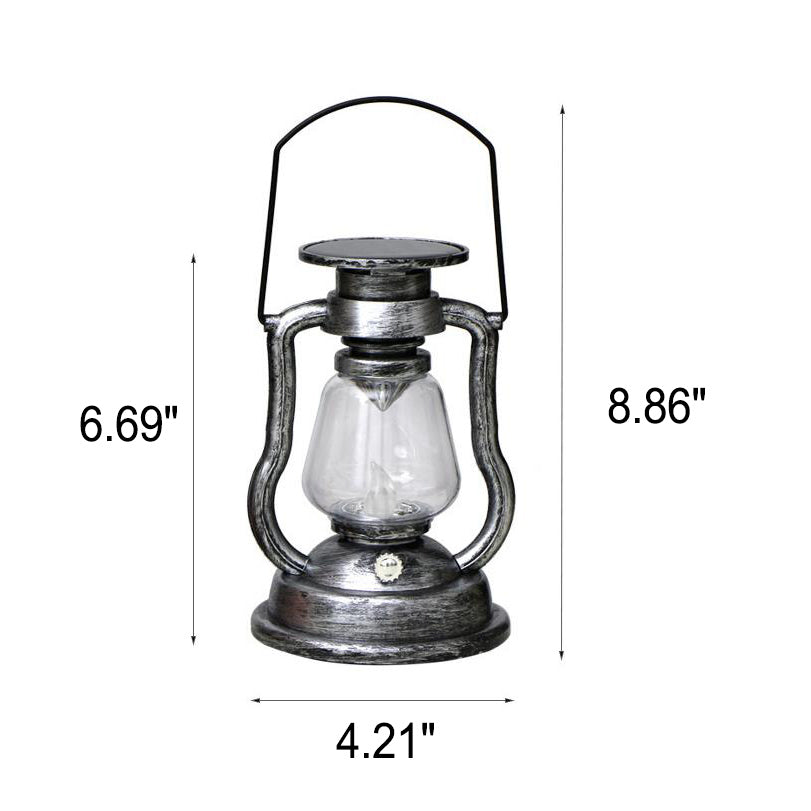 Lampe à pétrole rétro solaire Lampe cheval LED Décoration de jardin extérieure Patio Lampe à flamme portable 