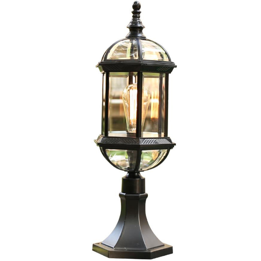 Farol clásico vintage para poste de cerca de aluminio y vidrio, luz exterior impermeable para patio y jardín 