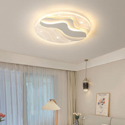 Modern Minimalist Round Starry Sky Effect LED Slim Flush Mount Ceiling Light