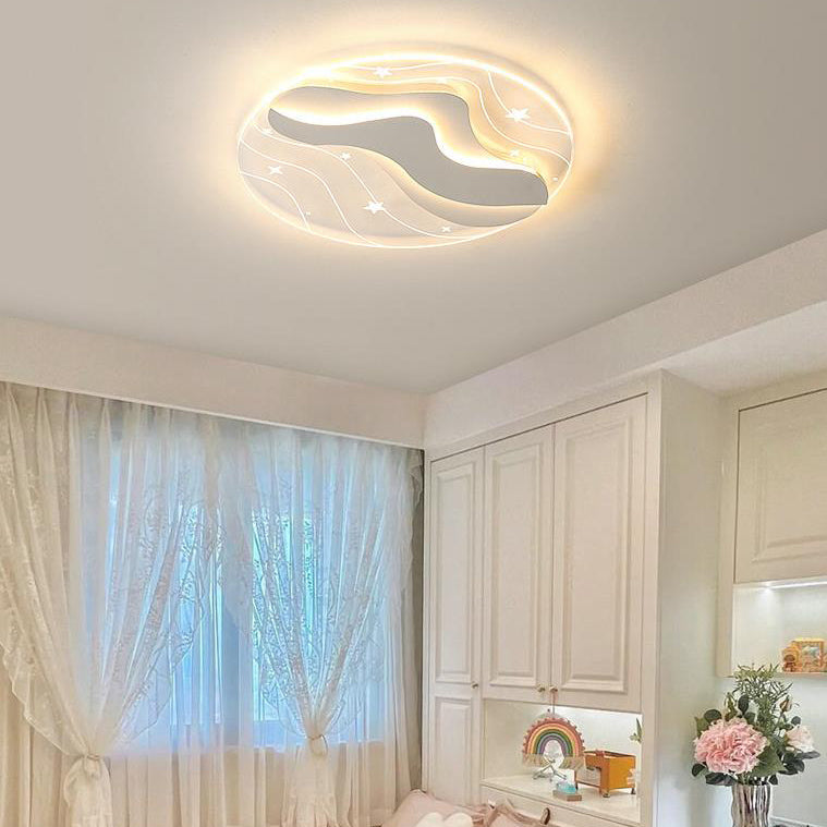 Moderne, minimalistische, runde LED-Deckenleuchte mit Sternenhimmel-Effekt