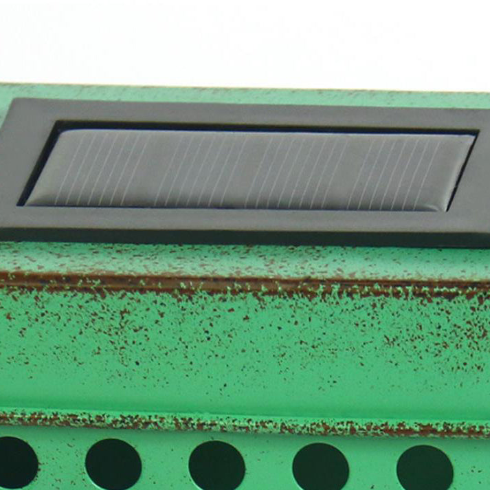 Retro Solar Square Box Aged Iron LED Outdoor Zaun Wandleuchte 