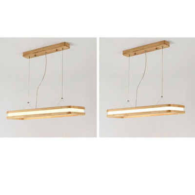 Nordic Minimalist Rectangular Hollow Log LED Island Light Chandelier