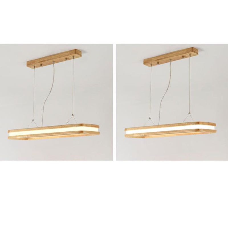 Nordic Minimalist Rectangular Hollow Log LED Island Light Chandelier