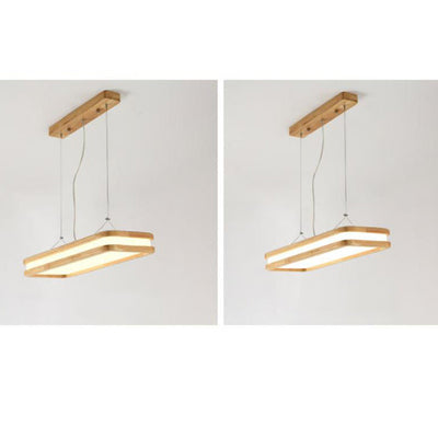 Nordic Minimalist Rectangular Hollow Log LED Island Light Chandelier