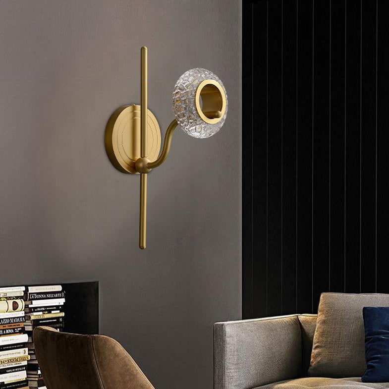 Modern Light Luxury Brass Glass Circle 1/2 Light Wall Sconce Lamp