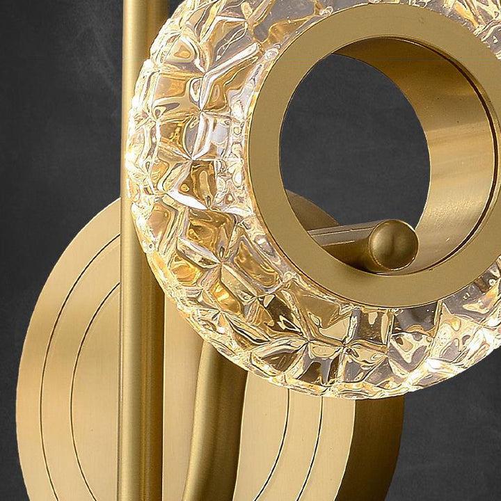 Modern Light Luxury Brass Glass Circle 1/2 Light Wall Sconce Lamp